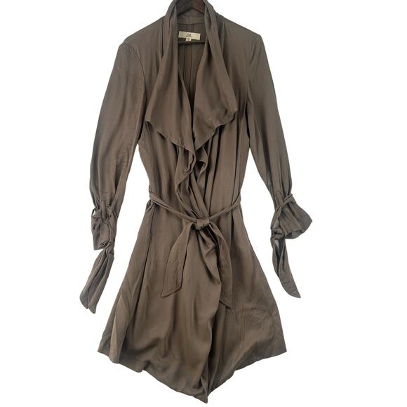 Thread & Supply Womens Wrap Jacket Cotton Brown Belted Waist Long Sleeve Size LG - Picture 1 of 11